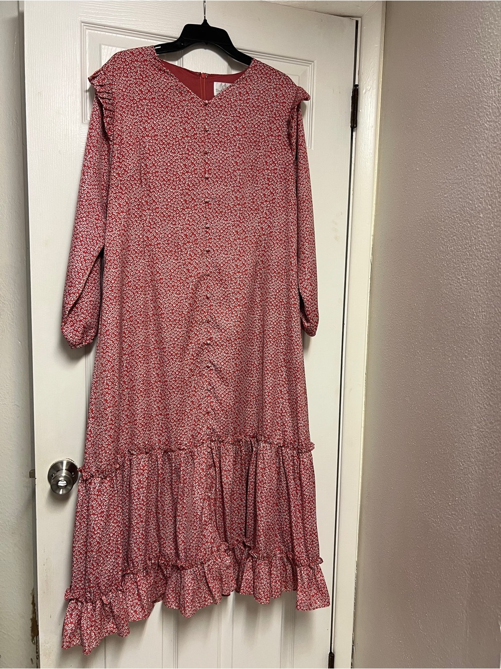 Dainty Jewells Coral Red Floral Button-Front Dress